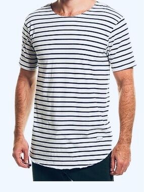 Kinetix Cozumel Stripe White & Black Short Sleeve Crewneck T-Shirt
